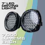 Autotek 7-Inch Off Road Round LED Lights (Pair of 2, Black) - 160W (80W Each), 14,000 Lumen (7,000 Each)